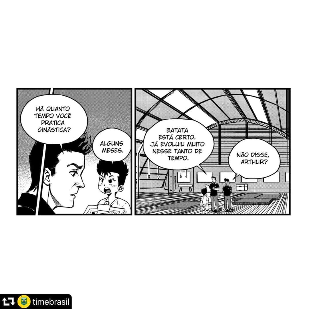 アルトゥール・オヤカワ・マリアノのインスタグラム：「Nonô virou mangá! 😁  Acompanhe a série de histórias reais de atletas do Time Brasil!  • • •  #repost @timebrasil ・・・ O 1º episódio da Saga Olímpica do @arthurnory deixou nítido o quanto ele é persistente e, principalmente, apaixonado pela #GinasticaArtistica. Sendo assim, vamos viajar no tempo e descobrir como foi superar cada expectativa e lidar com uma situação que impactou o começo da sua carreira. 👀 Arraste já para o lado para conferir!  Ficou curioso para o 3º episódio da saga desse craque rumo a Tóquio? Então, marque na sua agenda para ficar por dentro de tudo! ✔️  Roteiro: @junraiya Ilustração: @edu_capelo  #TimeBrasil #JogosOlimpicos #Mangá #Esporte #Brasil #GinasticaArtistica」