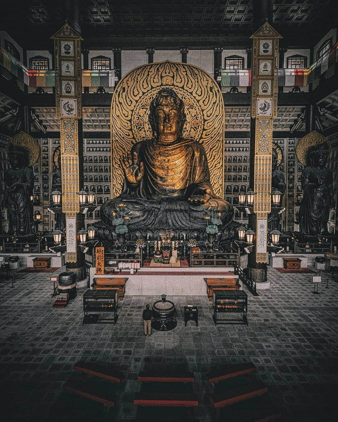 Berlin Tokyoさんのインスタグラム写真 - (Berlin TokyoInstagram)「Magnificence and tranquility coexist in the presence of the biggest Buddha statue in Japan. . . The Daishizanseidaiji temple was built by a wealthy industrialist with his own money. The five-story pagoda is the tallest in Japan also the etizen big buddha is the biggest in Japan (Among those sitting inside the building). There are 1,712 stone Buddhas placed around the building. . . . #hellofrom Fukui, #Japan」2月13日 22時15分 - tokio_kid