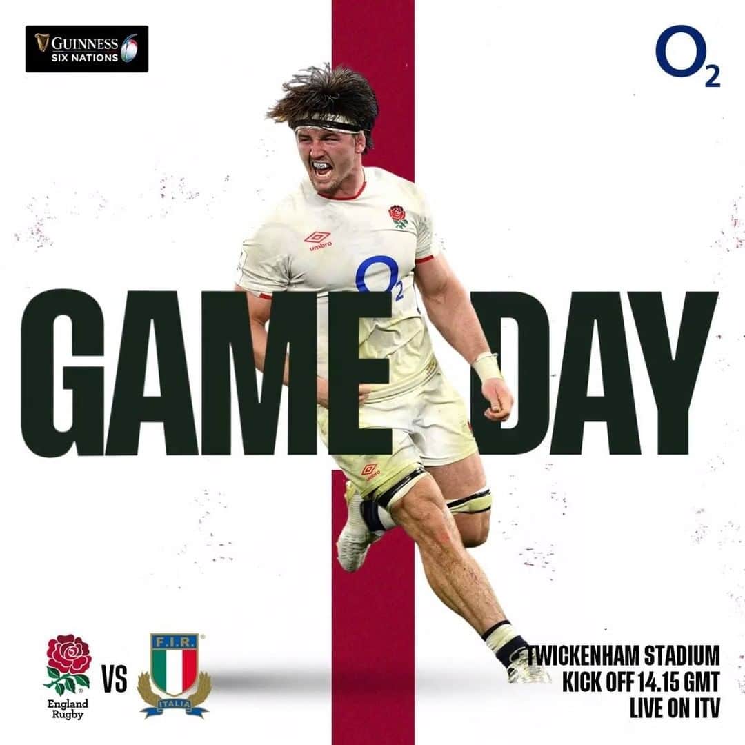 ラグビーイングランド代表のインスタグラム：「LET'S GO 🌹🌹🌹   #ENGvITA #GuinnessSixNations」