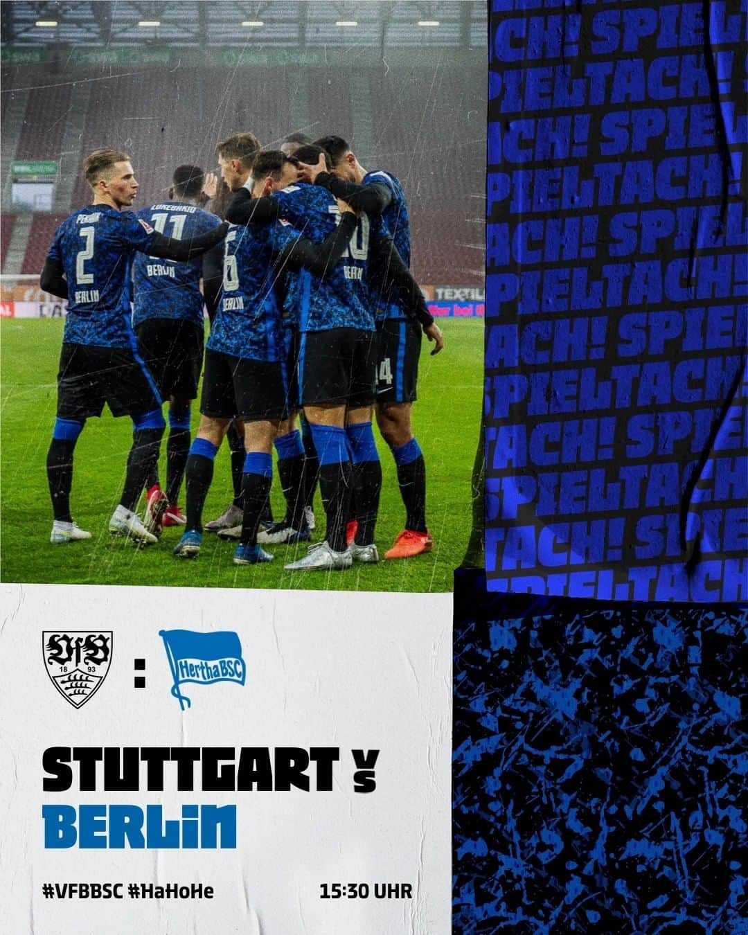 ヘルタ・ベルリンのインスタグラム：「SPIELTACH! Holt den blau-weißen Schal raus, euer Lieblingstrikot und dann schaffen wir das - gemeinsam! 🔵⚪️ Gebt alles auf dem Platz, Männer! Wir stehen hinter euch.  . . #VFBBSC #GemeinsamHertha #attacke #hungrigsein #kämpfenundsiegen #HaHoHe #herthabsc」