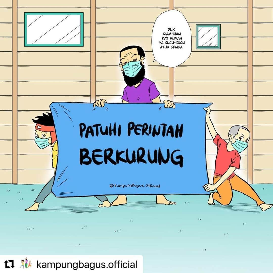 Koleksi Komik Malaysiaさんのインスタグラム写真 - (Koleksi Komik MalaysiaInstagram)「#Repost @kampungbagus.official with @make_repost ・・・ #049 [PENYELAMAT NEGARA] . . Simplest way to become a hero. JUST STAY AT HOME. Buat lah apa pun, yang penting duk dalam rumah korang. . Gais, atuk janji esok atuk tolong Opah. . . .  #camGampang #komik #lawak #komiklawak #komikmalaysia #komiklucu #lawakgampang #prayformalaysia #lawakkampungbagus #dudukrumah #perintahkawalanpergerakan #perintahberkurung #pkp #stayathome #baman #frontliner #meletop #covid19 #koleksikomikmalaysia #komikboi #lawakterhad #budakkampung #nerdpakaispek」2月13日 19時24分 - tokkmungg_exclusive