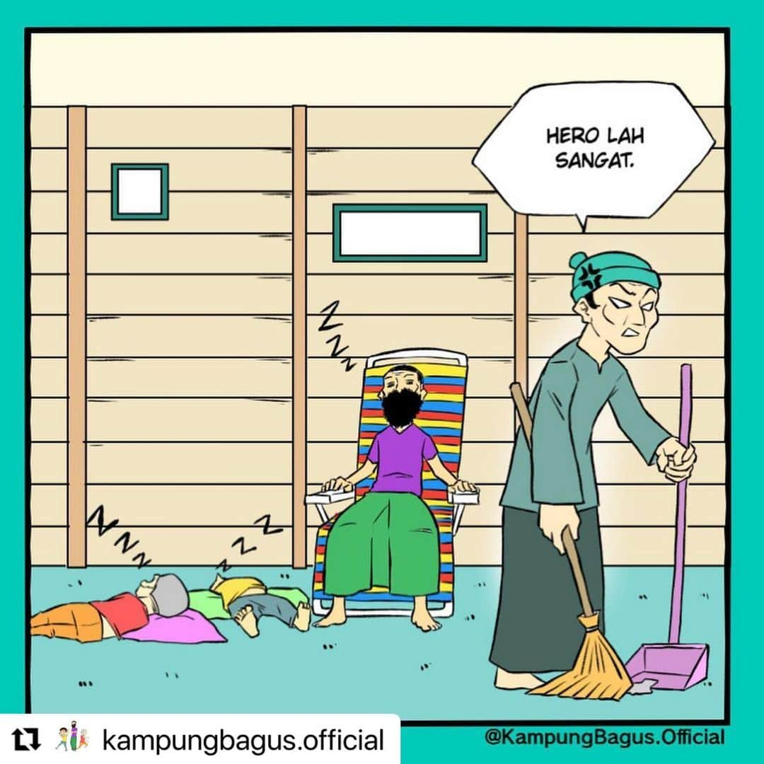 Koleksi Komik Malaysiaさんのインスタグラム写真 - (Koleksi Komik MalaysiaInstagram)「#Repost @kampungbagus.official with @make_repost ・・・ #049 [PENYELAMAT NEGARA] . . Simplest way to become a hero. JUST STAY AT HOME. Buat lah apa pun, yang penting duk dalam rumah korang. . Gais, atuk janji esok atuk tolong Opah. . . .  #camGampang #komik #lawak #komiklawak #komikmalaysia #komiklucu #lawakgampang #prayformalaysia #lawakkampungbagus #dudukrumah #perintahkawalanpergerakan #perintahberkurung #pkp #stayathome #baman #frontliner #meletop #covid19 #koleksikomikmalaysia #komikboi #lawakterhad #budakkampung #nerdpakaispek」2月13日 19時24分 - tokkmungg_exclusive