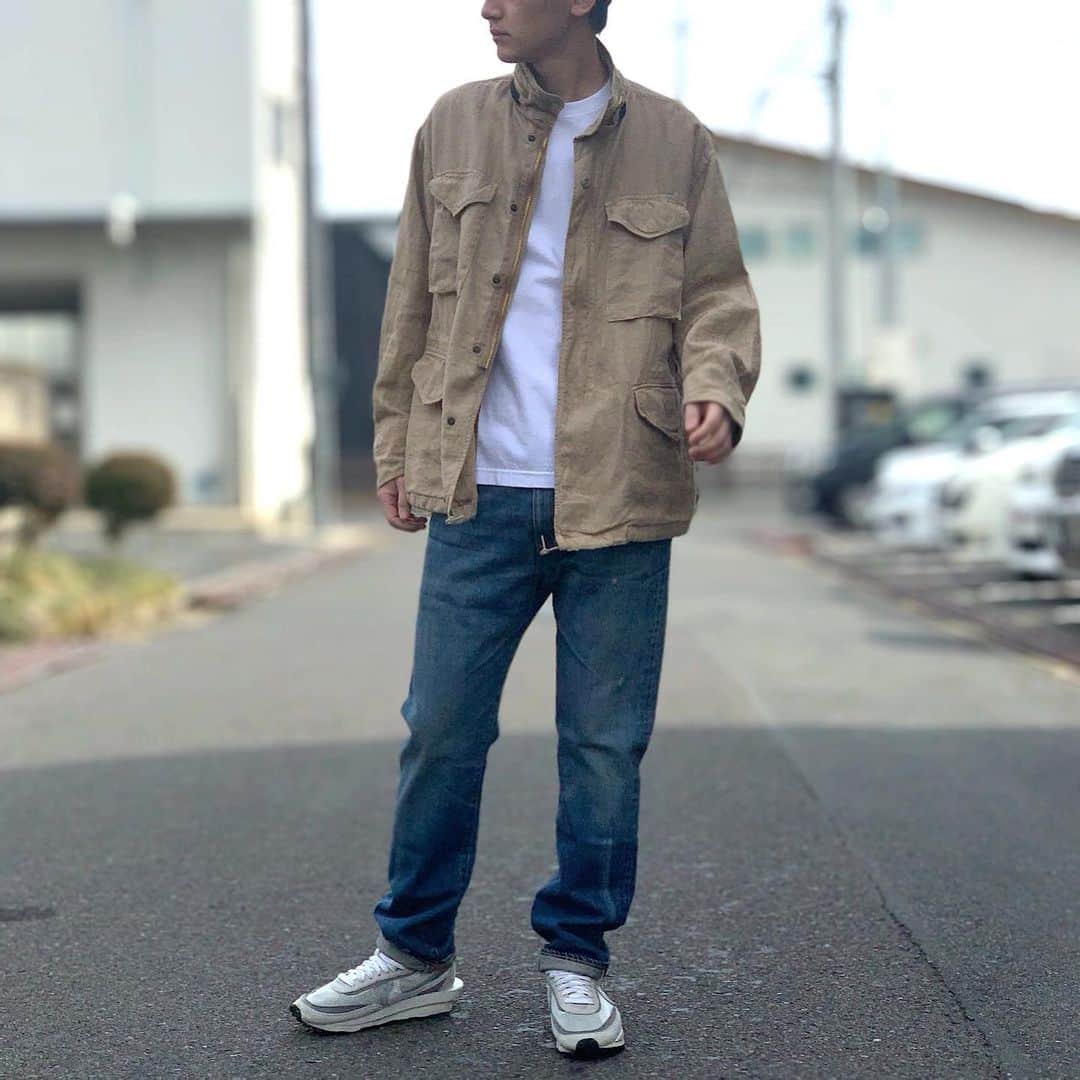のインスタグラム：「. . . . AN095 LINEN FIELD JACKET BEIGE . . . model height：182cm / weight：65kg / size : 3 . #anachronorm #contextgallery #nakameguro #balanceokayama #okayama」