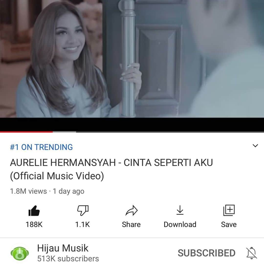 Aurelさんのインスタグラム写真 - (AurelInstagram)「Trending 1!!! Alhamdulillah ya Allah 😭🙏🏾 Terima kasih buat Keluarga,Temen2,Emak2,Adek2,kakak2 semua yang udah support❤️❤️love you full semuanyaa!!!!!! dukungan kaliaaann hebaaat banget!❤️❤️❤️🥰🥰🥰🥰」2月13日 20時01分 - aurelie.hermansyah