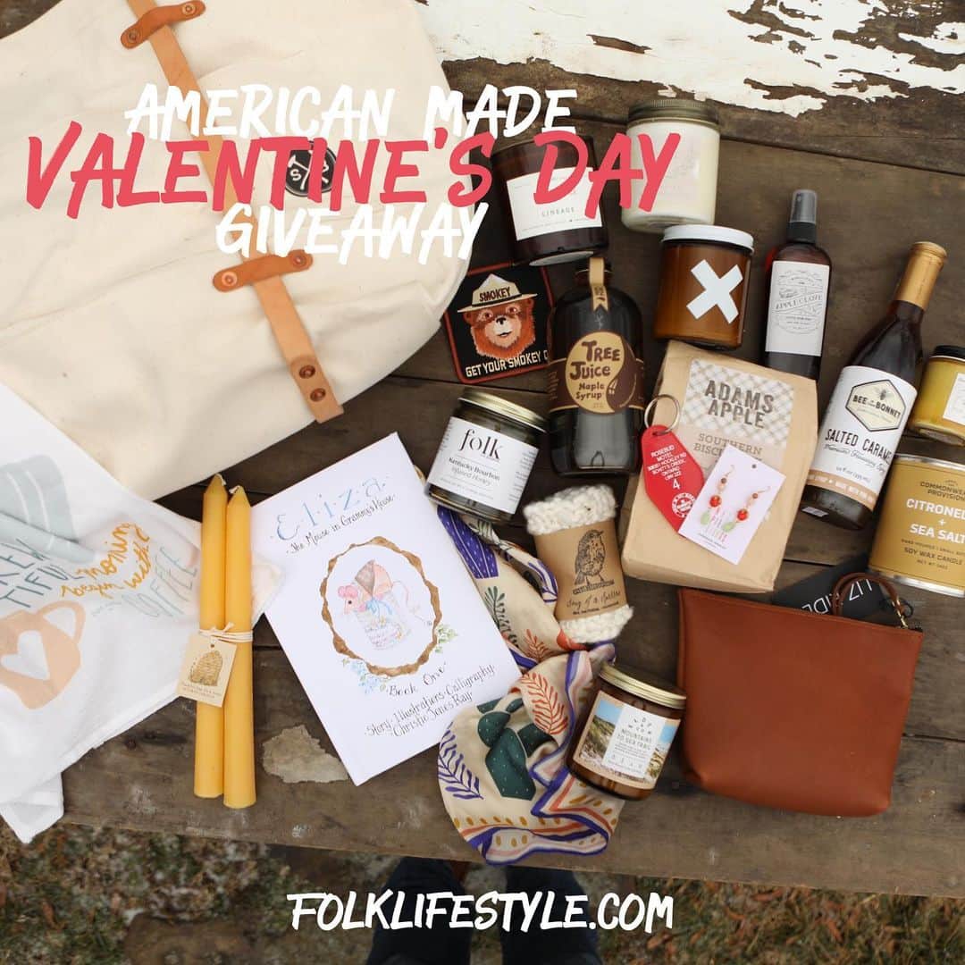 FOLKのインスタグラム：「GIVEAWAY! Valentine’s Day is tomorrow and I think it’s a good excuse to do a big ole giveaway (It’s worth almost $500). To enter to win everything (it’s all American made and hand made) in the photos simply go to our website and enter your email address. We’ll announce a winner Monday morning!   TO ENTER: 1) Go to www.Folklifestyle.com 2) Share this post to your IG story and tag @folkmagazine   Good luck and happy Valentine’s Day y’all!」