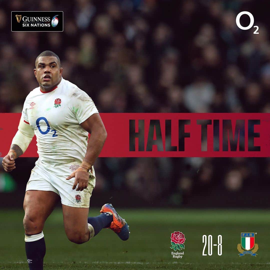 ラグビーイングランド代表のインスタグラム：「Three tries in the first half give us the lead at Twickenham 🙌🏴󠁧󠁢󠁥󠁮󠁧󠁿🇮🇹🌹 #ENGvITA #GuinnessSixNations」