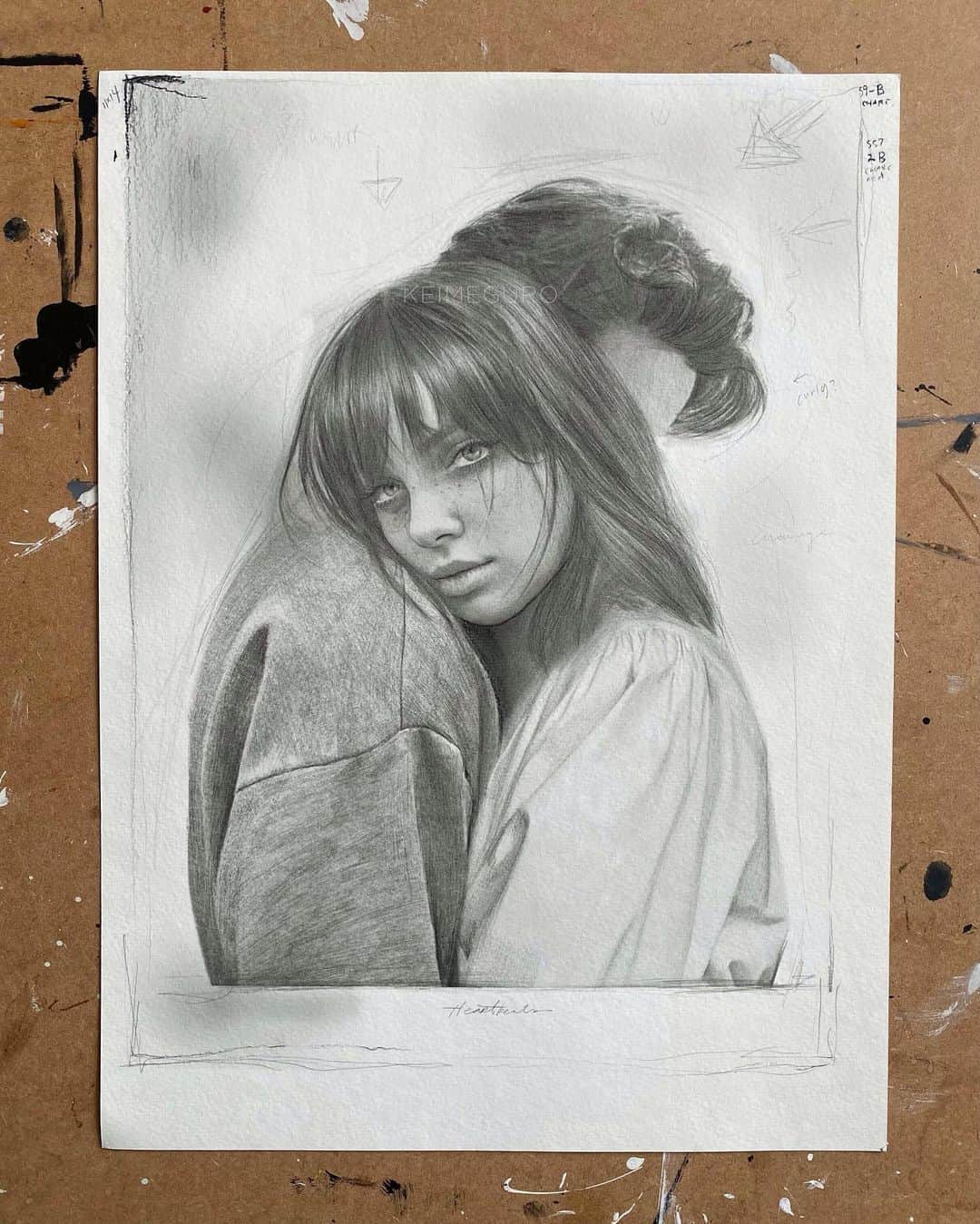 のインスタグラム：「Still my Valentine. 🤍  2020 / Pencil and graphite on @strathmoreart Watercolor 300」