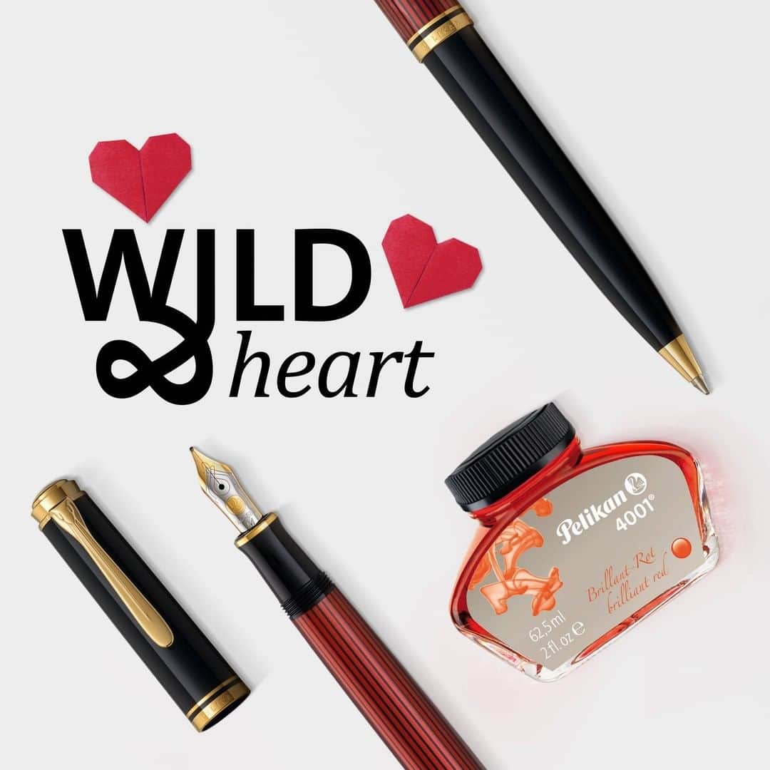 のインスタグラム：「We're convinced of the idea that a fine writing instrument is a love story that just waits to be written for Valentine´s Day. Be it a small daily note with kisses or a full heartfelt love letter, it makes a heart smile! #pelikanpassion #valentinesday」