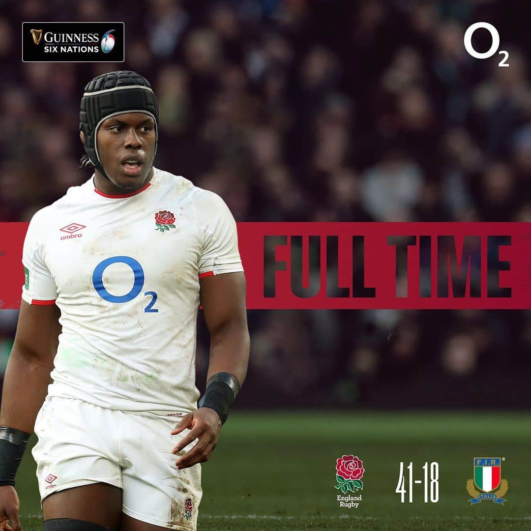ラグビーイングランド代表のインスタグラム：「Bonus point win at Twickenham 👊🌹🏴󠁧󠁢󠁥󠁮󠁧󠁿🇮🇹 #ENGvITA #GuinnessSixNations」