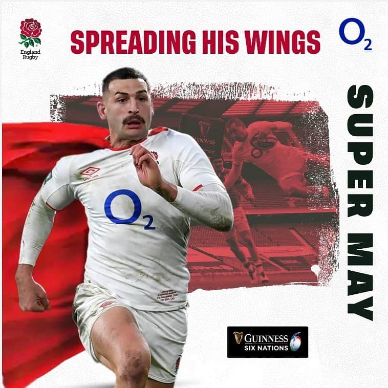 ラグビーイングランド代表のインスタグラム：「✈️✈️✈️ @j0nny_may ✈️✈️✈️  #ENGvITA #GuinnessSixNations」