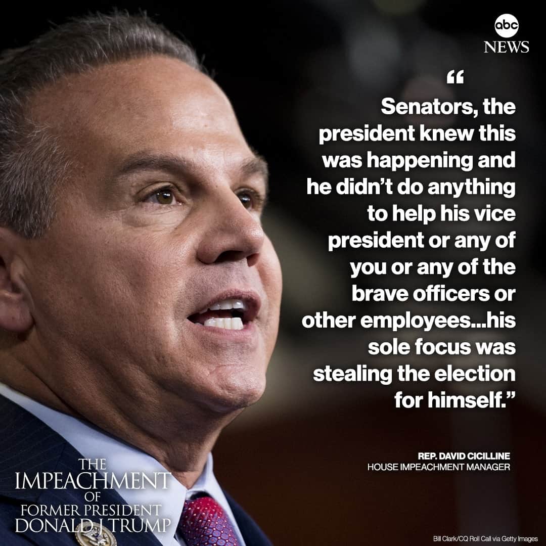 ABC Newsさんのインスタグラム写真 - (ABC NewsInstagram)「Rep. David Cicilline: "Senators, the president knew this was happening and he didn’t do anything to help his vice president or any of you or any of the brave officers or other employees...his sole focus was stealing the election for himself.” #impeachmenttrial #trump #cicilline #politics」2月14日 3時39分 - abcnews