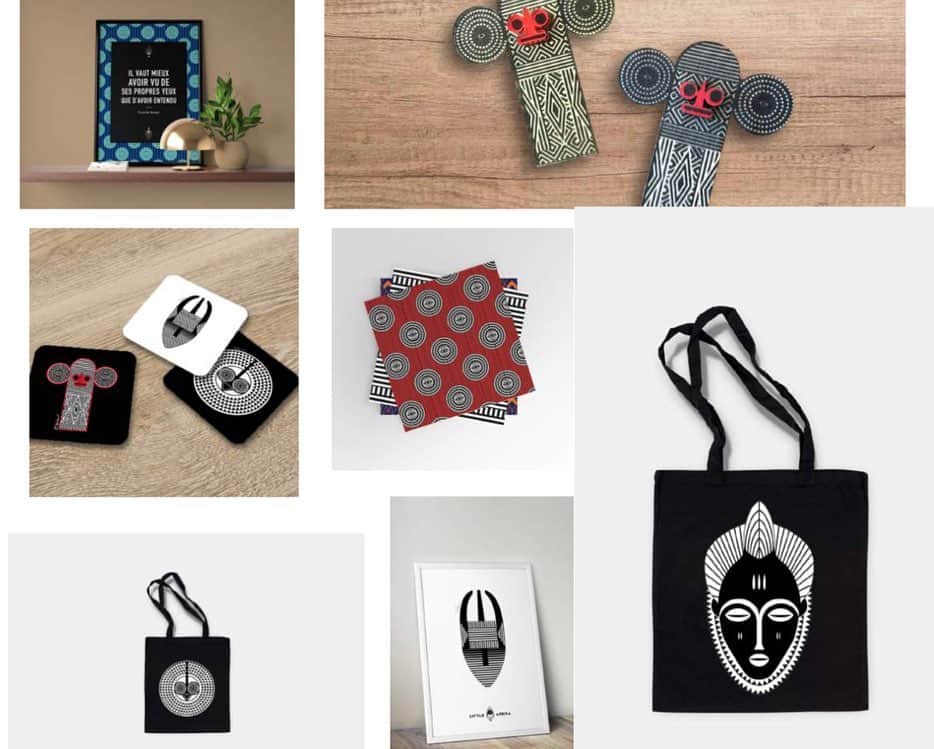 Grace Bonneyのインスタグラム：「🖊 : @yaquimpii takes over Day 2 - ´Design is at the essence of my being.´ I created our publishing line (@editionslittleafrica) to feed my creative spirit. I love studying classical African art forms and reinterpreting them in a contemporary fashion.  Much of my company’s design is centered around and inspired by African Masks. I have created a line of posters, pins, totes, coasters, brooches, and soon gift paper, wallpaper and creative paper that is inspired by 6 classical African masks. As many people of African descendant, I have struggled in finding and seeing reflected in the society products with African designs with African vision. The worst being when visiting African museums or regular museums with an African department and find at the shop, 10 objects not representative of African craftsmanship. I always asked myself « do I really want people to go back to their home with this and say it’s from #Africa?). Our products are not just inspired by, they carry African values and cultures: Generosity, knowledge, Share. And because they represent African masks figures, we love seeing them as protectors guards. They do the job for us, they will for you 😉 Leave me your thoughts ! 👇🏾 You can find them on our online shop and to our upcoming store in Paris (spring 2021). #editionslittleafrica」