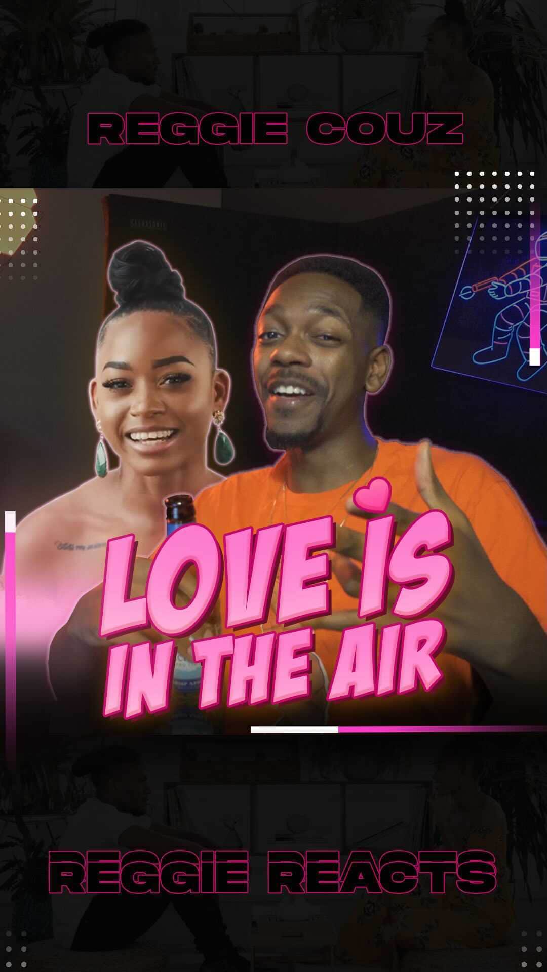 Reggie COUZのインスタグラム：「It's almost Valentine's day guys, so today Ima give you guys a love themed Reggie Reacts!  Comment below if you think they'd be a good couple and what you thought of the questions on this episode  Watch the original video on Jubilee!  Don't forget to follow me on IG @reggiecouz        Stay tuned for Music Monday coming up next!! Happy Valentine's day!!」