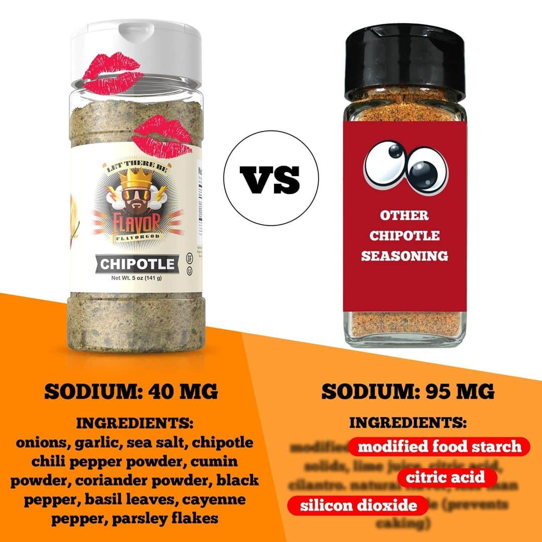 Flavorgod Seasoningsさんのインスタグラム写真 - (Flavorgod SeasoningsInstagram)「👍Flavor God Chipotle Seasoning VS Store Brand❌⁠ -⁠ Add delicious flavors to any meal!⬇⁠ Click the link in my bio @flavorgod⁠ ✅www.flavorgod.com⁠ -⁠ FlavorGod Seasonings:⁠ 🌿Made Fresh⁠ ☀️Gluten free⁠ 🥑Paleo⁠ ☀️KOSHER⁠ 🌊Low salt⁠ ⚡️NO MSG⁠ 🚫NO SOY⁠ ⏰Shelf life is 24 months⁠ -⁠ #food #foodie #flavorgod #seasonings #glutenfree #mealprep #seasonings #breakfast #lunch #dinner #yummy #delicious #foodporn」2月14日 4時01分 - flavorgod
