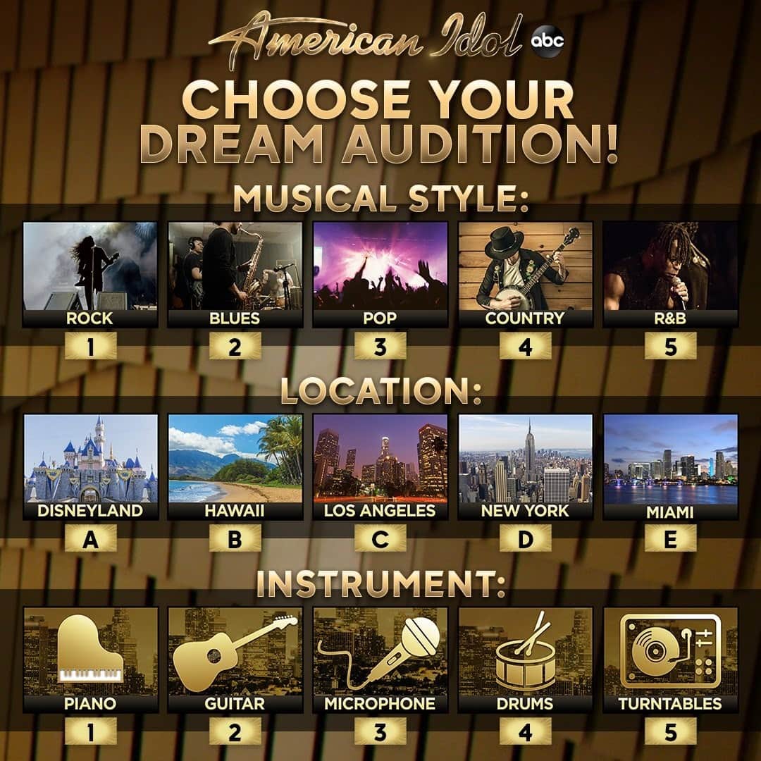 American Idolのインスタグラム：「Let us know your combo below 👇 before auditions kick off TOMORROW 🤯 #AmericanIdol」