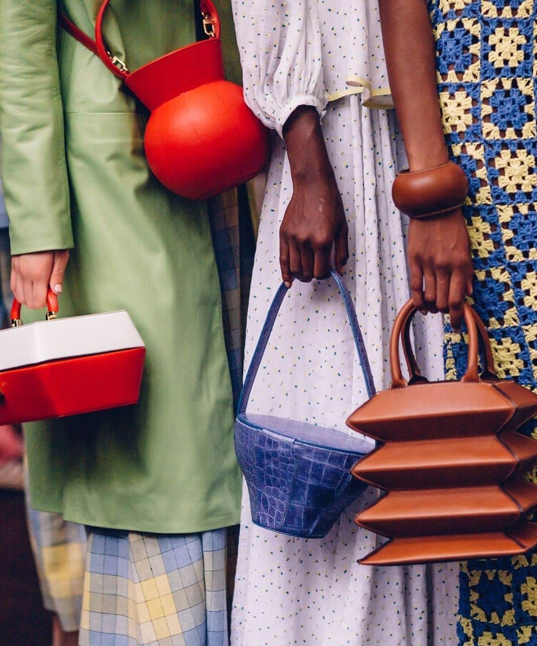 Fashion Weekのインスタグラム：「You're never fully dressed without the right accessories. Seen at @staud.clothing’s #NYFW September 2018 presentation. 📸 by @moeez」