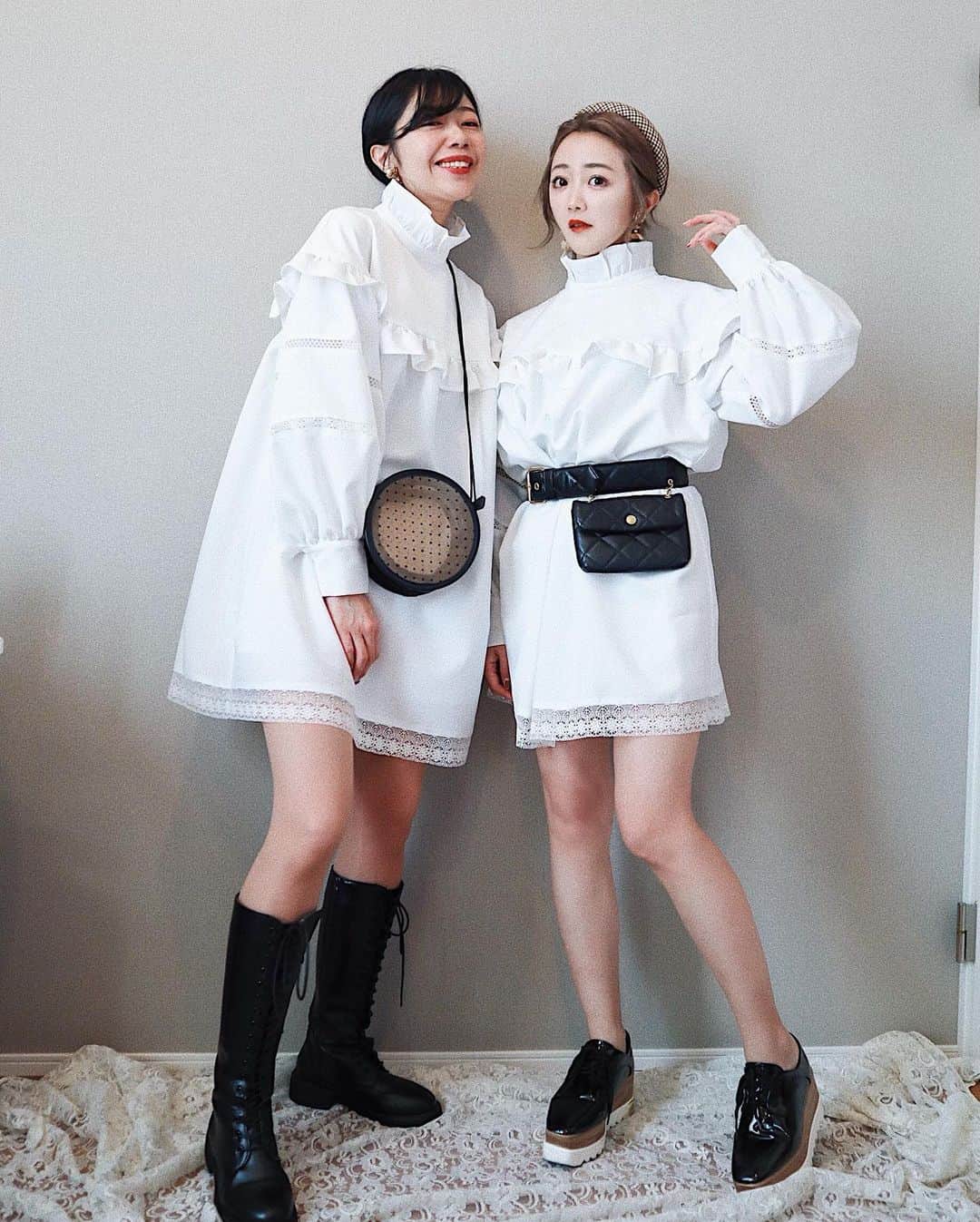 のインスタグラム：「💞👭💞﻿ ﻿ ﻿ ハッピーバレンタイン🍫❤️﻿ ﻿ 今日は朝から﻿ 私のなりすましアカウントが2つも現れて﻿ てんやわんや…🤯💥💦﻿ ﻿ フォロワーさんに通報しまくってもらう﻿ というドタバタなスタートでしたが、﻿ 日曜なのに早起きできて﻿ よかったです😌💞🥀←ポジティブ﻿  (ご協力いただいたみんなありがとう！！😭💞 そしてこれをみて知った方は ぜひなりすましの通報お願いします😭🔥 詳細はストーリーに書いてあります！！) ﻿ ﻿ ﻿ ﻿ バレンタインなので、﻿ 久々に姉妹での写真を👭🌹﻿ ﻿ 2枚目はまつ毛ついてるよ、の図。笑﻿ 3枚目はわかりません。笑笑﻿ ﻿ ﻿ ﻿ おそろいで着ているのは、﻿ お友達のあみちゃん(@ami_ishii_ )が﻿ ブランドディレクターをつとめる﻿ #MIRIAMvintage (@miriam_vintage )の﻿ ＂Swan Lake Dress＂です🦢🦢🖤﻿ ﻿ なんて可愛い名前なのーっ😍☁️🦢🖤🖤﻿ ﻿ ﻿ ﻿ あみちゃんらしい、﻿ 回収したペットボトルなどから作られた﻿ 再生繊維を使用している﻿ サスティナブルなお洋服！👗💐﻿ ZOZOTOWN限定販売のアイテムなので﻿ ぜひチェックしてみてね👀💞﻿ ﻿ ﻿ ではでは、 今日も一日大切に過ごそう💭﻿🏡🧚‍♀️ 今夜は安心して眠れますように💫 𓂃 𓈒𓏸 ‎𓂃 𓈒𓏸 ‎𓂃 𓈒𓏸 ‎𓂃 𓈒𓏸 ‎𓂃 𓈒﻿ #中島姉妹」
