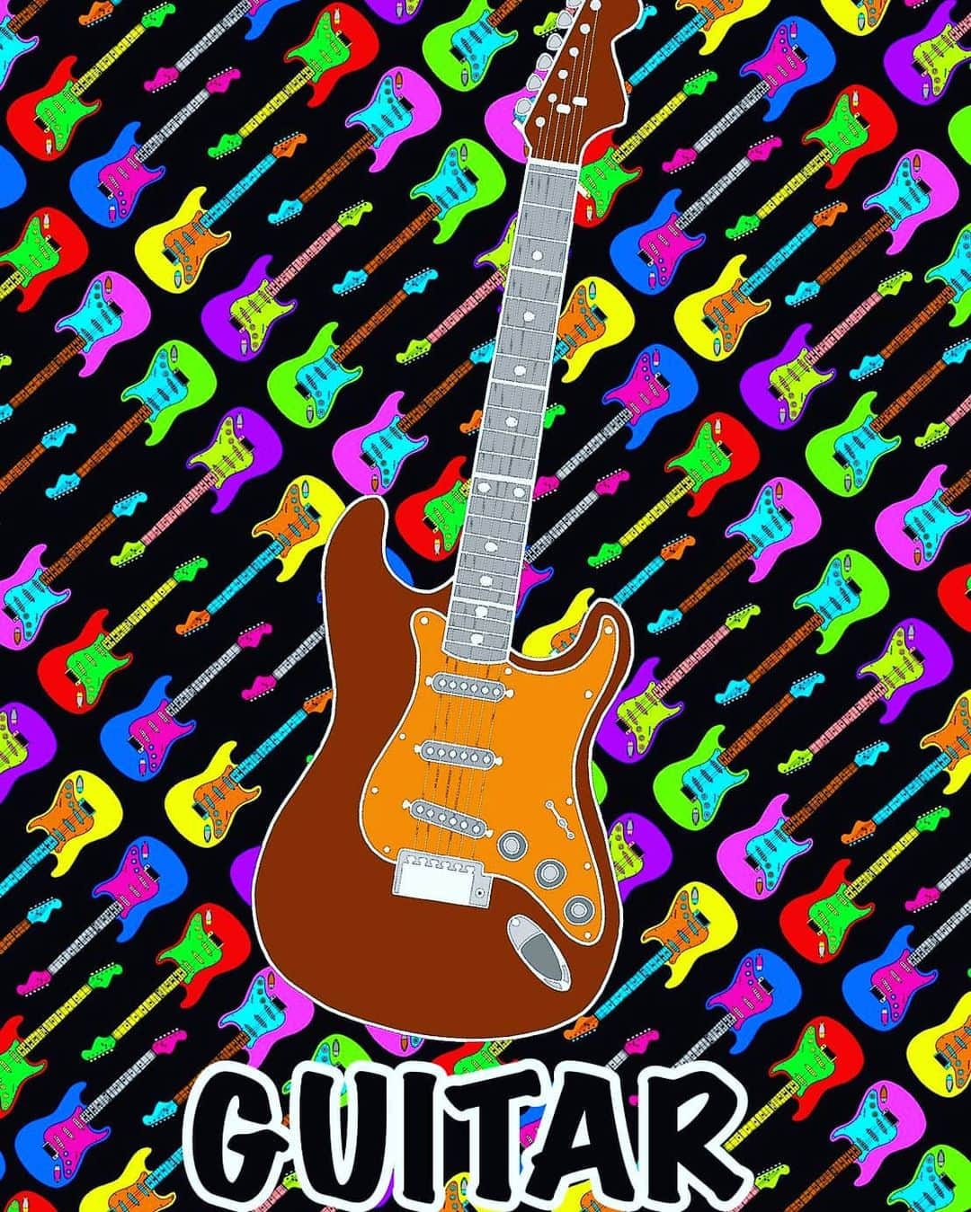 のインスタグラム：「ギター🎸  #イラスト #グラフィック #anillustration #graphic #イラストレーション #illustration #love #instagood #me #tbt #follow #ギター #guitar #音楽 #music」