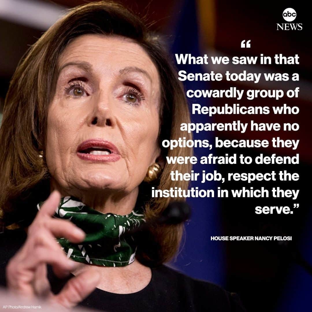 ABC Newsさんのインスタグラム写真 - (ABC NewsInstagram)「House Speaker Nancy Pelosi blasts Senate Minority Leader Mitch McConnell and others who voted to acquit as a “cowardly group of Republicans.” READ MORE AT LINK IN BIO.」2月14日 11時34分 - abcnews