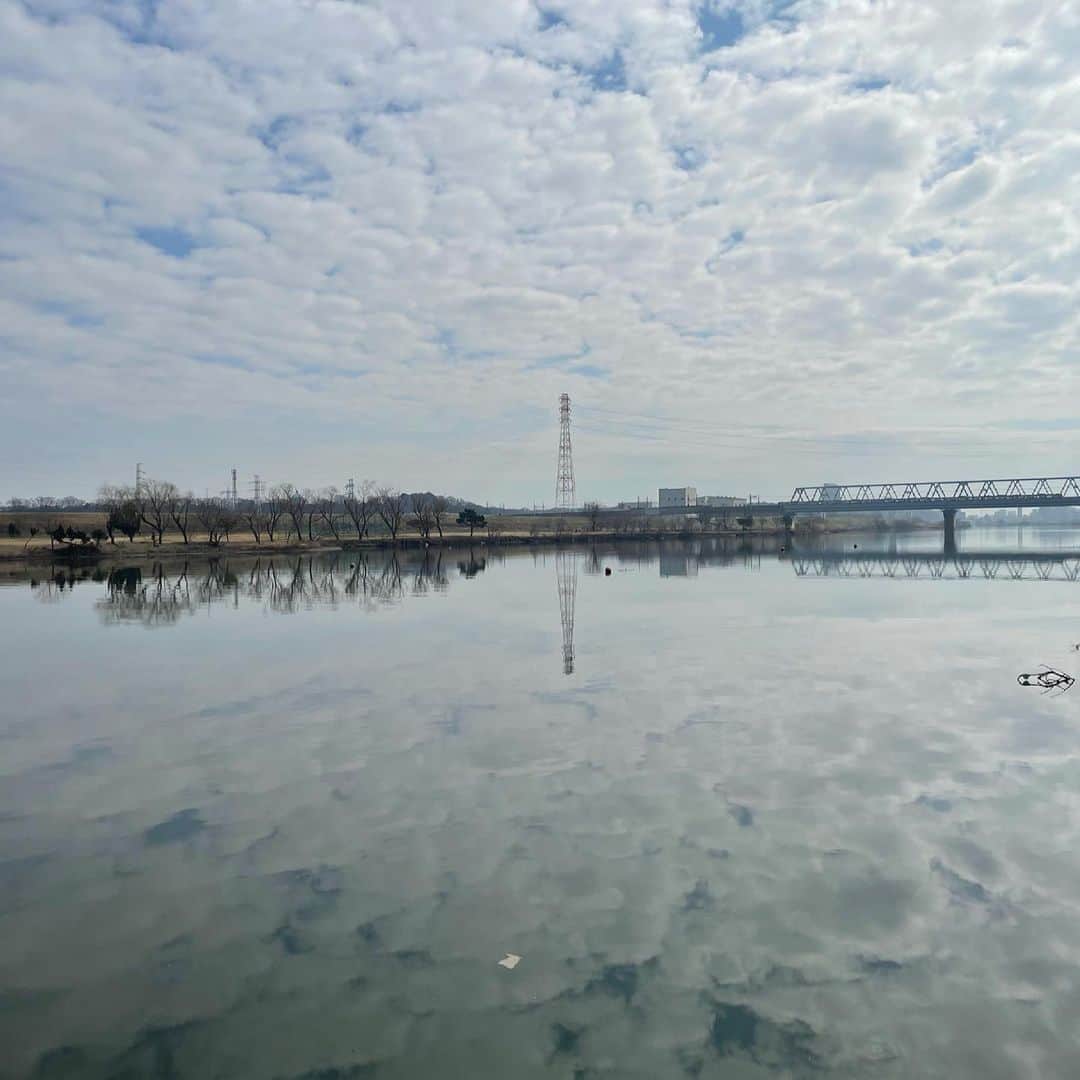 Hikari Noguchi 野口 光さんのインスタグラム写真 - (Hikari Noguchi 野口 光Instagram)「加工なしですが、水面に雲が映ってる画が撮れた！ #江戸川」2月14日 11時39分 - hikari_noguchi