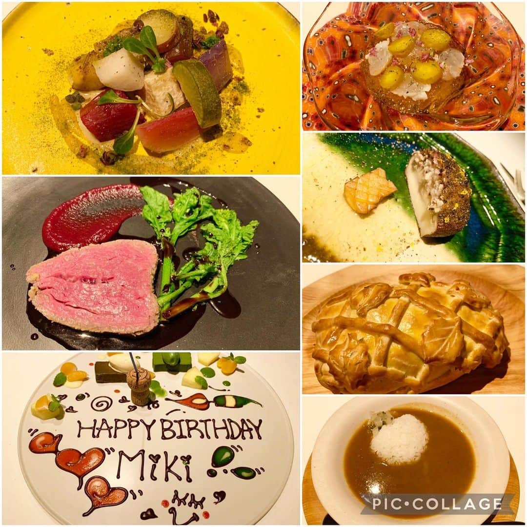 のインスタグラム：「誕生日ディナー🍽✨  広ーい個室で他のお客さん達には会わず、素敵なご飯😂💓  牛フィレ肉をパイ生地に包んで焼いたお肉が美味し過ぎて悶絶（笑） 今まで食べたフィレ肉の中で1番美味しかったかも😋❤️  可愛いバースデープレート🎂🍓 は40歳独身のおじさんが書いてますw と言うソムリエさんの面白エピソード付きww  最高に楽しいお誕生日会でした🥺💓  #誕生日 #誕生日ディナー #20代最後の日 #20代最後の晩餐 #タワシタ」