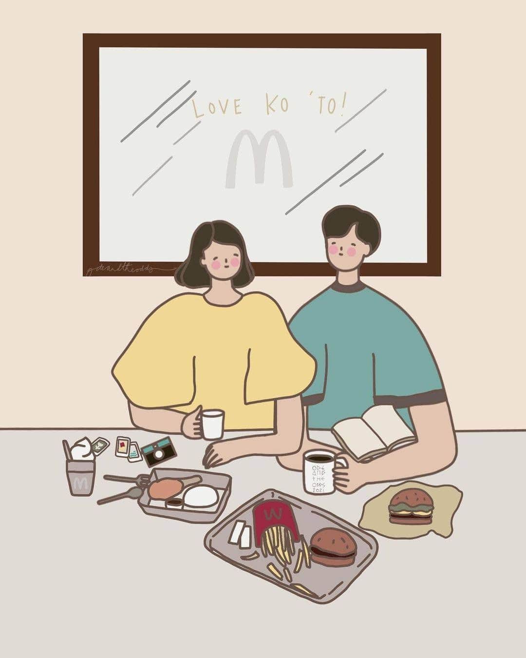 McDonald's Philippinesのインスタグラム：「We're feeling the ❤️ in this artwork shared by @odeandtheodds! If you're visiting McDo this Valentine's Day, don't forget to capture the moment and tag @mcdo_ph! 💐」