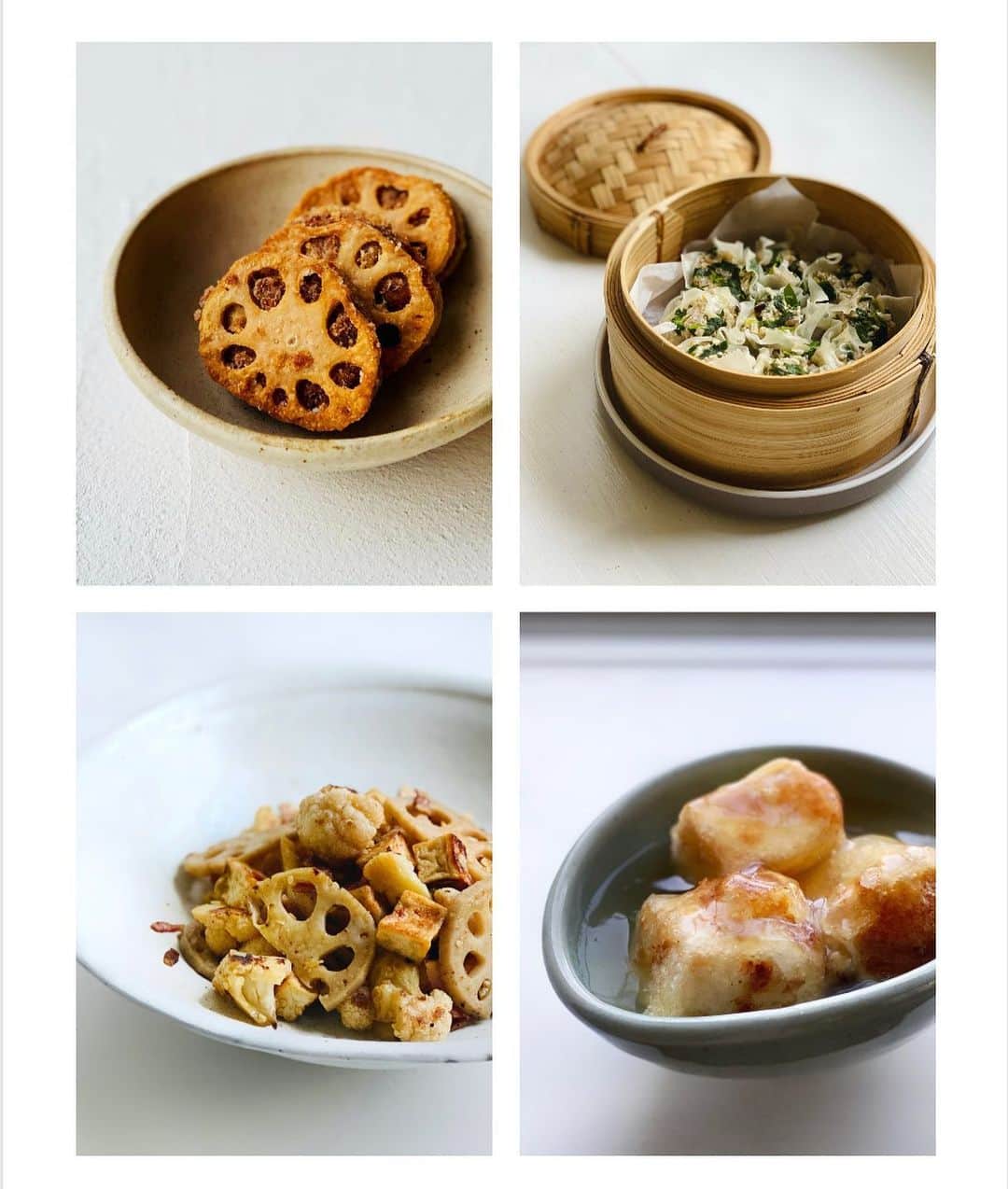 のインスタグラム：「Side dishes made with tofu and lotus root 豆腐とレンコンを使ったおかず4種🥢 #豆腐　#tofu」