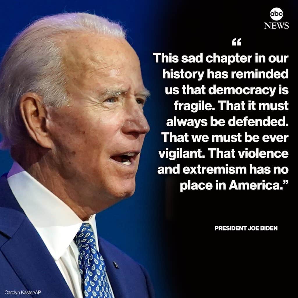 ABC Newsさんのインスタグラム写真 - (ABC NewsInstagram)「Pres. Joe Biden: "This sad chapter in our history has reminded us that democracy is fragile. That it must always be defended."」2月14日 13時26分 - abcnews