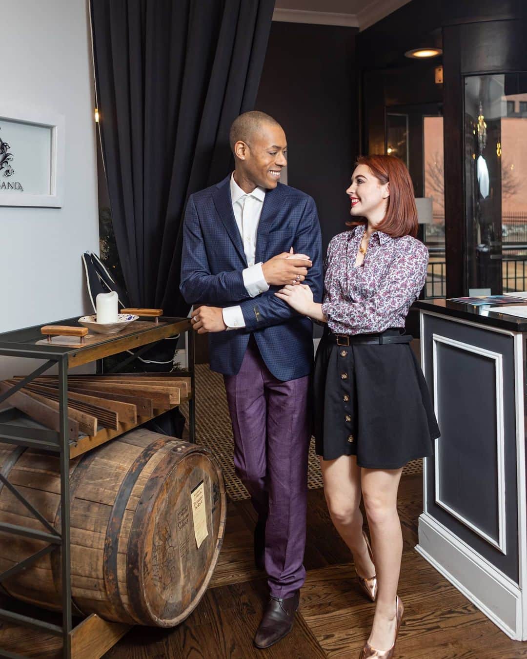 アイクベーハーのインスタグラム：「We think the best way to show your affection is through style, so our womenswear perfectly compliments our menswear & vice versa! A beautiful violet toned floral top from our women's collection looks stunning alongside this bold blue check suit. A real winning match ♥️ happy #valentinesday!」