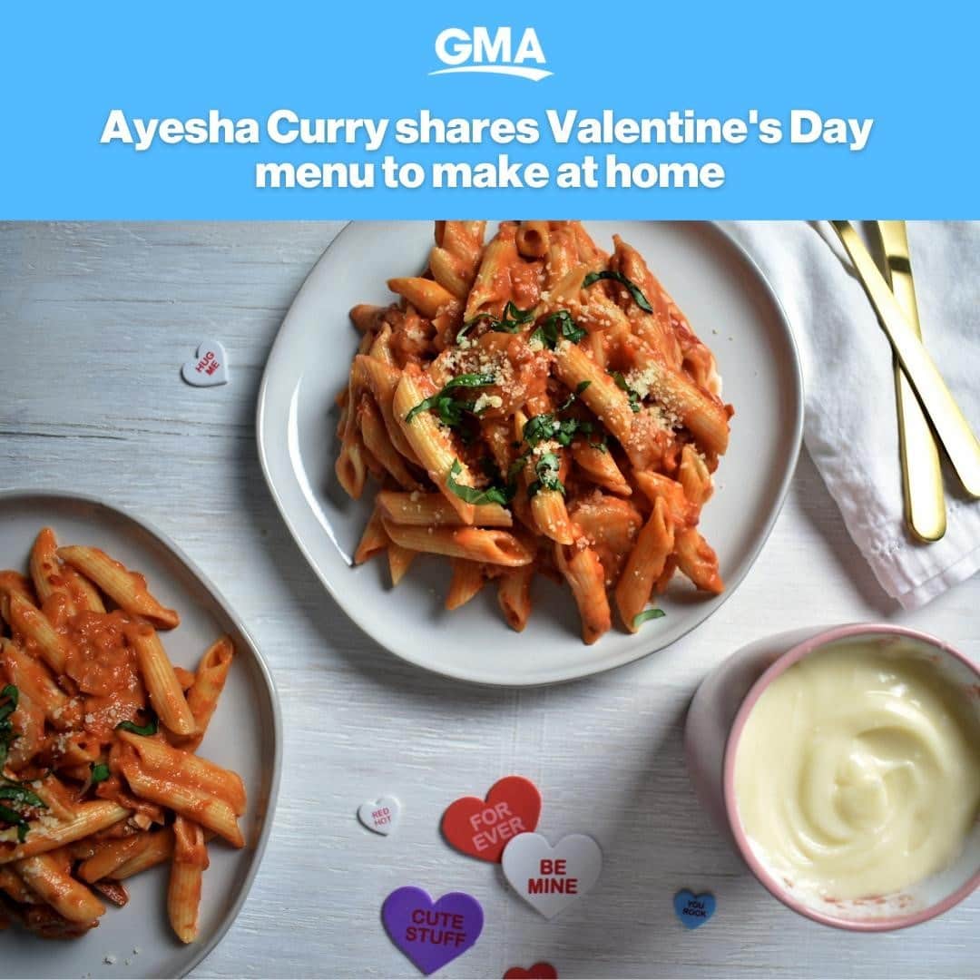 Good Morning Americaさんのインスタグラム写真 - (Good Morning AmericaInstagram)「@AyeshaCurry's penne alla vodka with shrimp recipe won't disappoint! See link in bio for the recipe. #recipe #food #valentinesday #ayeshacurry #pasta」2月15日 1時48分 - goodmorningamerica
