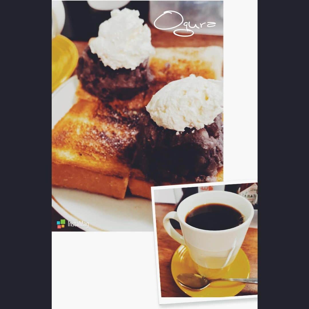 萩原悠さんのインスタグラム写真 - (萩原悠Instagram)「. 小倉トースト最高かよ。甘すぎない小倉とほんのりあまり生クリームに、バターの効いたトースト。何この組み合わせ。ありがとうございます。良きモーニングでした。  #こういうひととき #1人の時間 #大切だよね #ゆっくり #ブレイクしよ」2月14日 18時56分 - yu.hagiwara_official