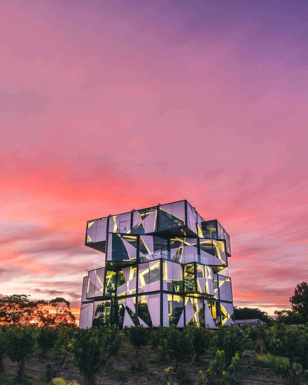 Australiaさんのインスタグラム写真 - (AustraliaInstagram)「Wine tasting with a twist! 🍷 @jasewats captured this dreamy shot of the iconic @darenbergwine Cube in @southaustralia. This @mclaren_vale treasure is located less than an hour from @cityofadelaide and is a pretty spectacular take on a cellar door. Located at the largest biodynamic winery in Australia, the giant Rubik’s Cube was designed to reflect the puzzle of winemaking. It has five wine-filled levels, including the tasting room with panoramic views over the #WillungaHills. TIP: An afternoon spent here is a great date night idea for those looking to step up their #Valentines game next year! 😜 #seeaustralia #seesouthaustralia #McLarenVale #holidayherethisyear」2月14日 19時00分 - australia