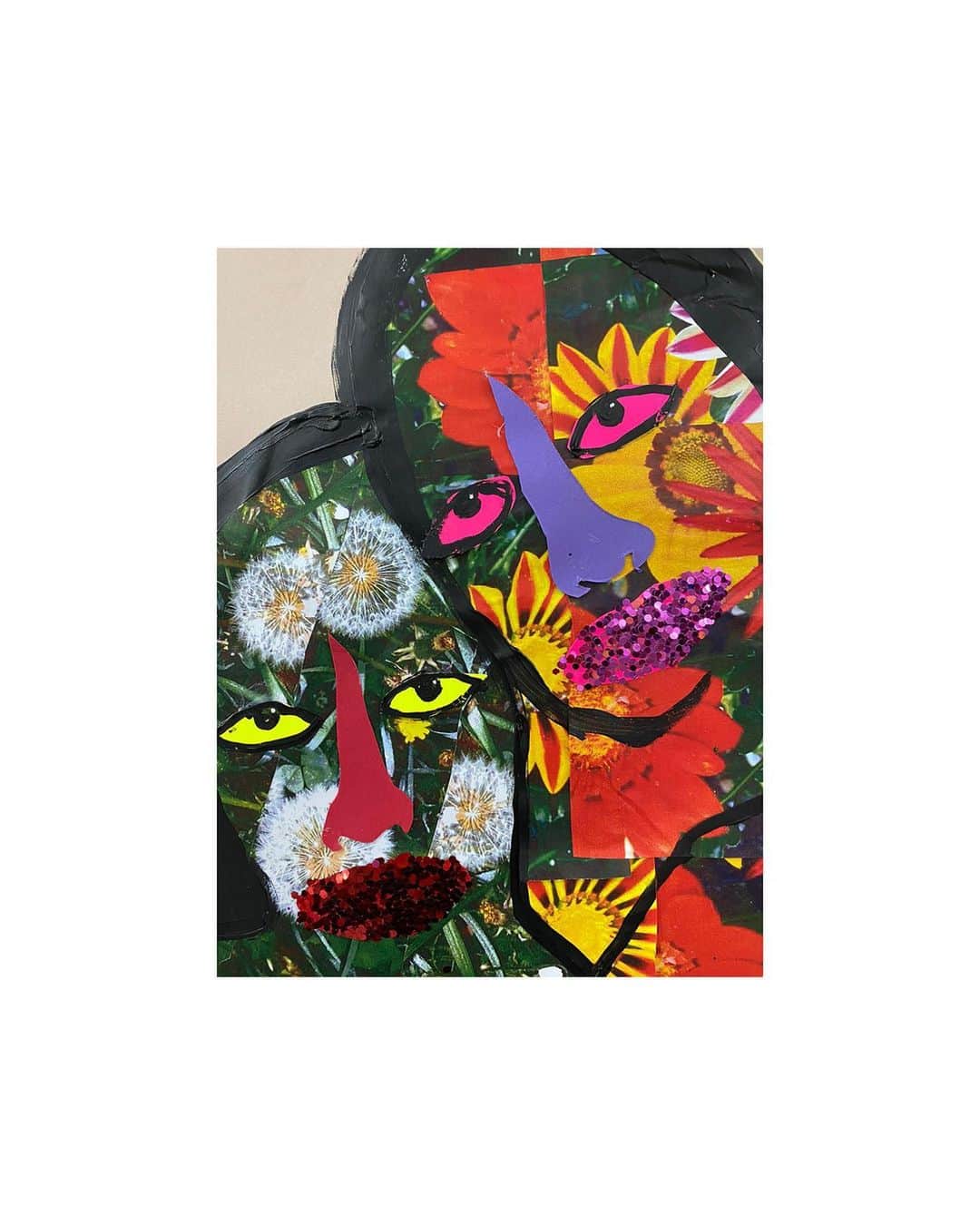Christopher Kaneさんのインスタグラム写真 - (Christopher KaneInstagram)「“Life is the flower for which love is the honey” Victor Hugo   Imelda and Miranda on Valentine’s Day  Floral paper collage, acrylic, glitter, card BRATS @paintedbychristopherkane  #ChristopherKane #ValentinesDay」2月14日 19時25分 - christopherkane
