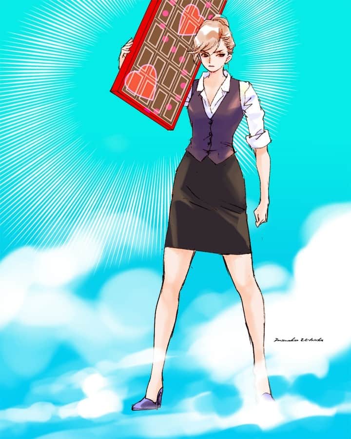 内田美奈子のインスタグラム：「今年もらえなかったやつだけひとり一山(義理)取りにこい  #photoshop  #ValentineDay」