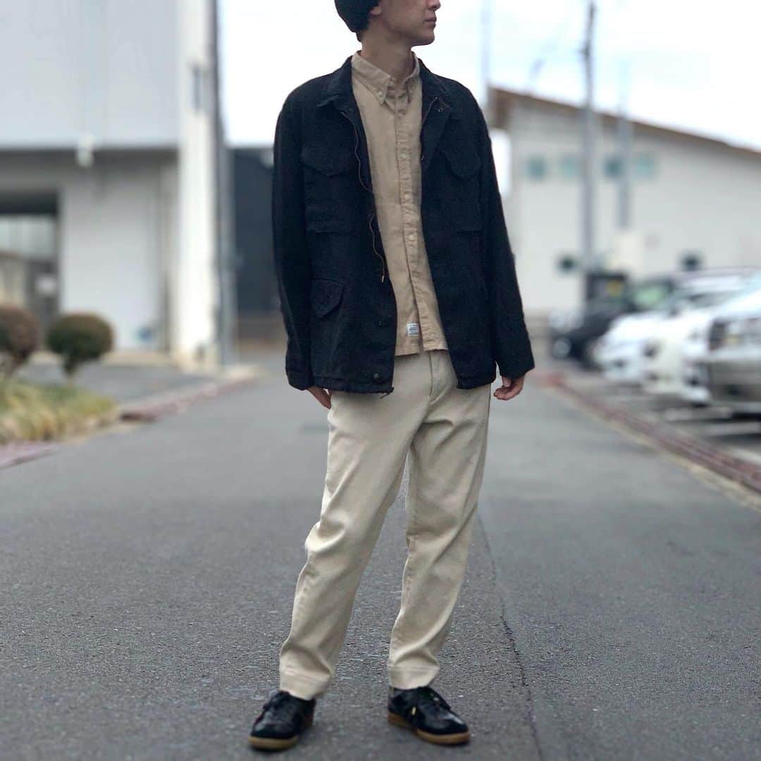 のインスタグラム：「. . . . AN095 LINEN FIELD JACKET BLACK . . . model height：182cm / weight：65kg / size : 2 . . . #anachronorm #balanceokayama #okayama」