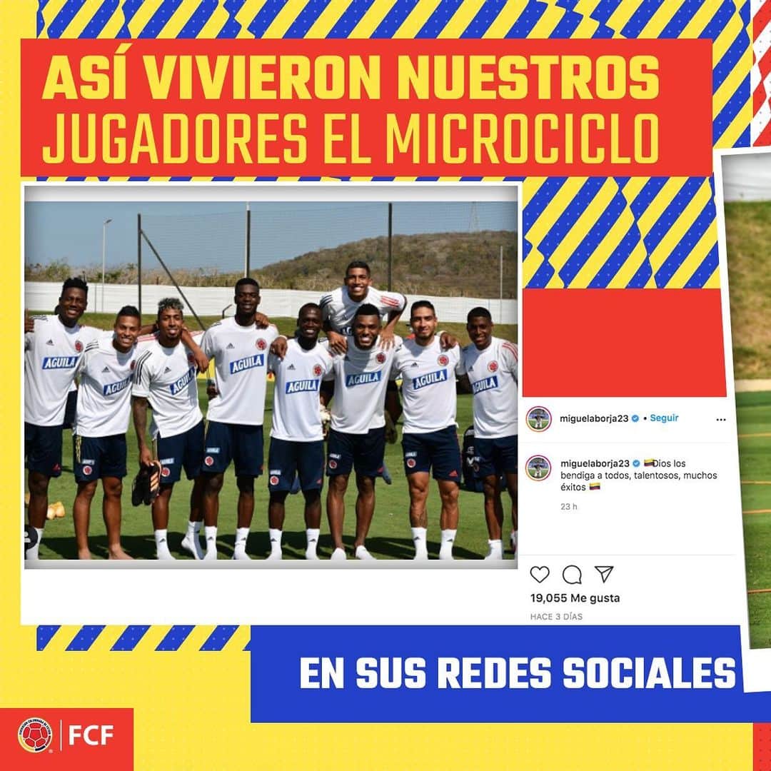 サッカー コロンビア代表チームのインスタグラム：「📸🤳 ¡Así se vivió el microciclo!  Nuestros jugadores mostraron toda su emoción al ponerse la Tricolor 💛💛💙❤️  #VamosColombia🇨🇴」