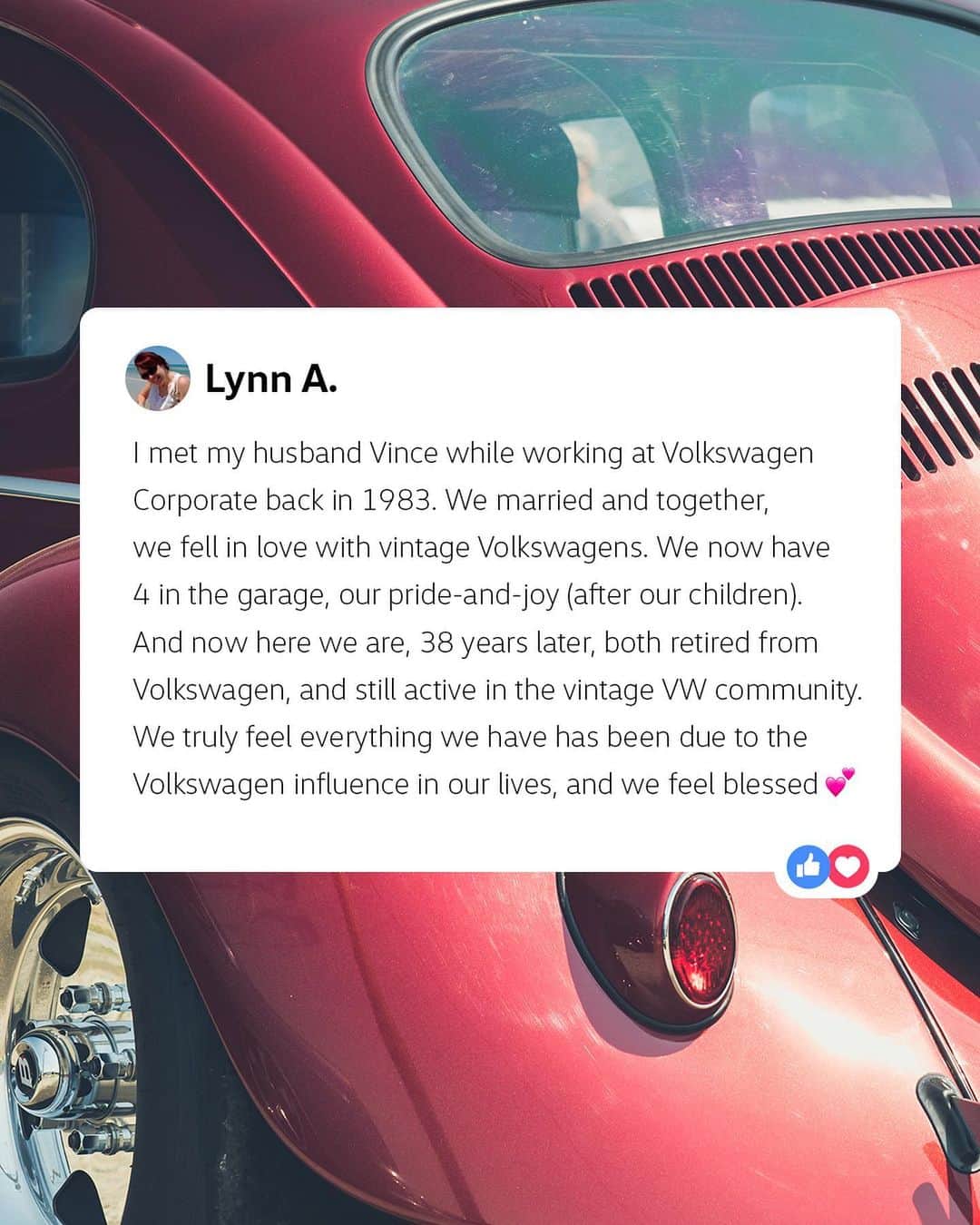 Volkswagen USAのインスタグラム：「We asked for your #VWLove stories. Here are some of our favorites. Happy Valentine's Day to you and yours 💙」
