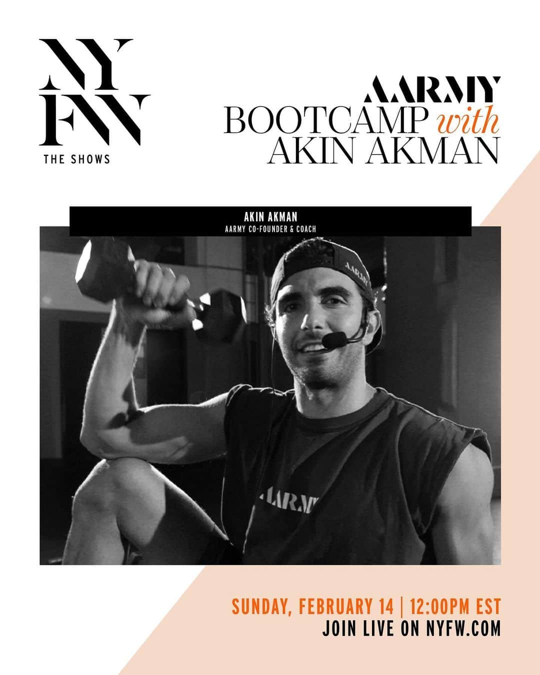 Fashion Weekのインスタグラム：「Start day 1 of #NYFW: The Shows right with a bootcamp from @AARMY founder @Akiniko. Join us live on nyfw.com today at 12pm EST.」