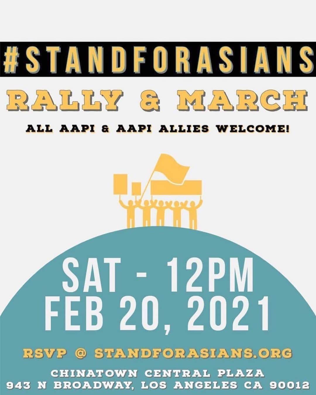 テイト・エリントンのインスタグラム：「Repost from @anitaplatypus • Are you ready to stand up for Asian lives & fight against Anti-Asian Racism?  ✊🏼✊🏽✊🏾✊🏿✊🏻  SHOW YOUR SUPPORT:  1️⃣ RSVP ➡️ LINK IN POSTER 🔗 2️⃣ SAVE, SHARE & TAG AN ALLY BELOW  3️⃣ FOLLOW @standforasiansla and stay up to date on the latest news and what YOU can do to help  WHEN? 🤔 SAT 12PM  Feb 20, 2021   WHERE? 📍 CHINATOWN PLAZA 943 N BROADWAY  LOS ANGELES, CA  WHAT TO BRING? 😷💧✨ MASKS REQUIRED & SOCIALLY DISTANCED Bring water, snacks and GOOD VIBES ONLY  Any negativity or racism WILL NOT BE TOLERATED.   SAVE THE DATE & SHARE ON ALL OF YOUR OTHER SOCIAL MEDIA PLATFORMS. TAG YOUR FRIENDS! BRING YOUR COMMUNITY!」