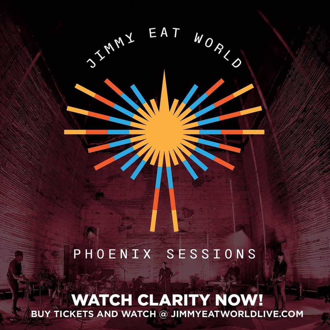 Jimmy Eat Worldのインスタグラム：「Last chance for romance!   Whether you are cuddled up with a loved one or celebrating Singles Awareness, you only have 24ish hours left to watch #clarity before it’s gone FOREVER (hopefully not)  #phoenixsessions   JimmyEatWorldLive.com」