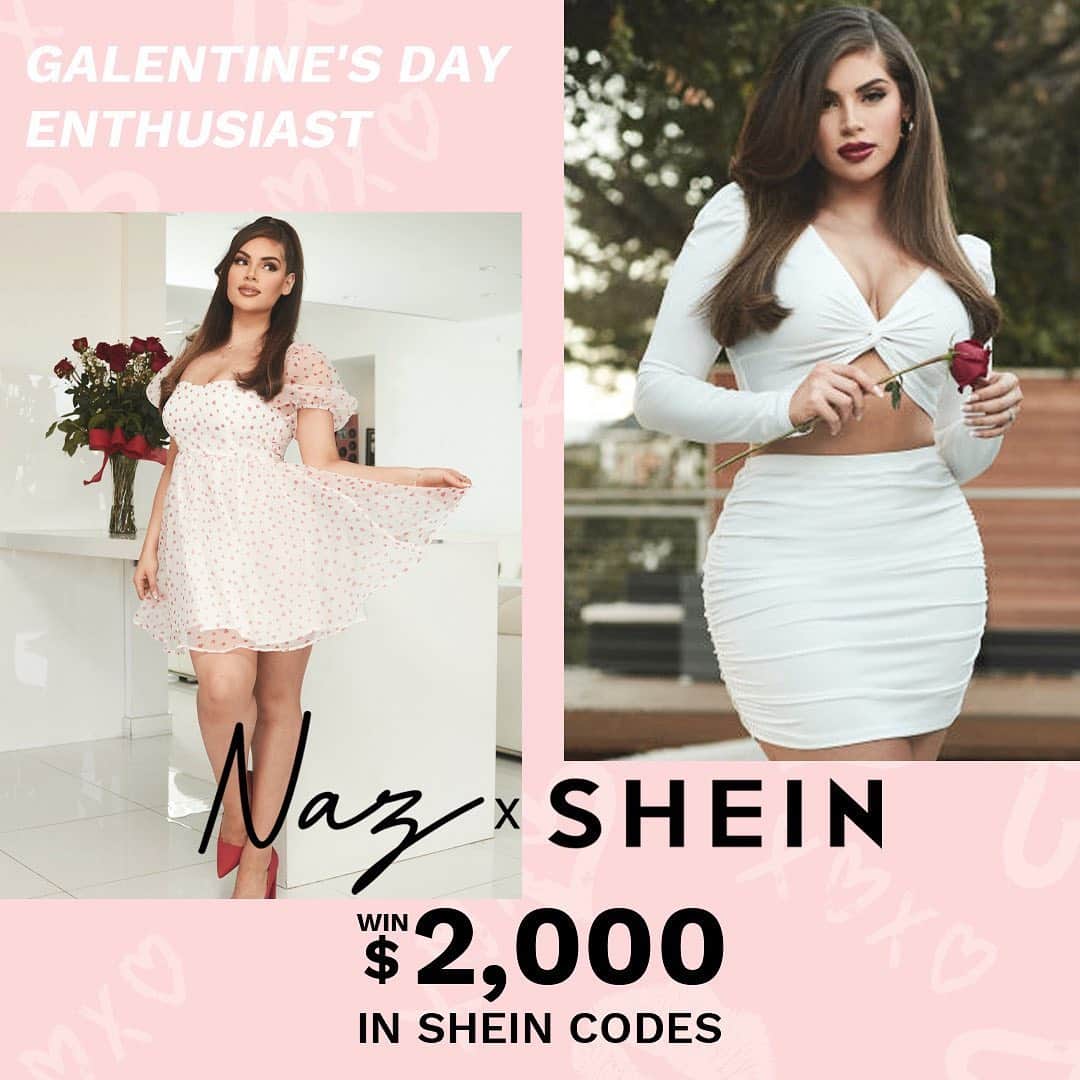 SHEINさんのインスタグラム写真 - (SHEINInstagram)「Roses are red, violets are blue, 🌹 Nazanin's edit is finally here for YOU! @nazaninkavari   What mood are you in this Valentine's Day? Let us know & you might just win some major love from SHEIN! 🛍  How To Enter: 💓 Comment & let us know which Valentine's mood are you? (i.e. Hopeless Romantic, Netflix & chill, etc) 💓 Follow @SHEINofficial & @Nazaninkavari 💓 Tag someone you want to spend Valentine's day with!  ✨ Bonus: For 2x extra entries, share this post to your stories with #NazXSHEIN & @SHEINofficial (so we can see it!)  💖 Prizes:⁠ 20 winners will be selected to win a $100 GIFT CODE! 🛍✨  Giveaway Ends 2/22/2021! Good luck babes!」2月15日 3時18分 - sheinofficial