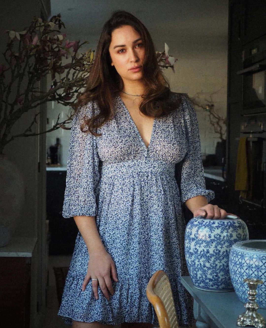 のインスタグラム：「Loving @ingridholm in the Delicate Semi Mini Dress from our SS21 collection 🏺 Made in 100% FSC certified sustainable viscose, where we plant three trees for every tree we take to make the fabric. Find it online and in stores! #bytimo #youarebeautiful」