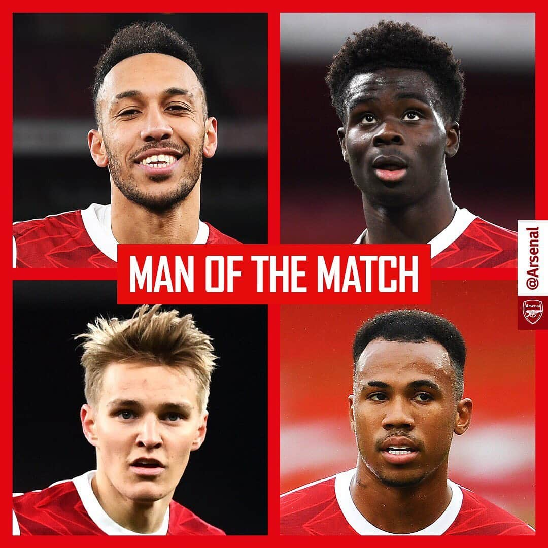 アーセナルFCさんのインスタグラム写真 - (アーセナルFCInstagram)「Who was your Man of the Match?   ⚡️ @auba  🌶 @bukayosaka87  💫 @odegaard.98  💪 @_gabrielmagalhaes   #arsenal #aubameyang #saka #odegaard #gabriel #premierleague」2月15日 5時01分 - arsenal