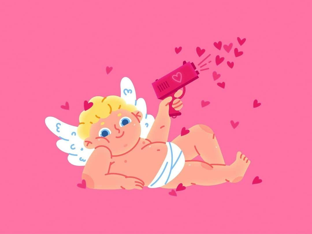 Dribbbleさんのインスタグラム写真 - (DribbbleInstagram)「Love Shooter by Ksu Angeltseva ⠀ ⠀ #dribbble #design #ValentinesDay #cupid #illustration #illustrator #love」2月15日 8時33分 - dribbble