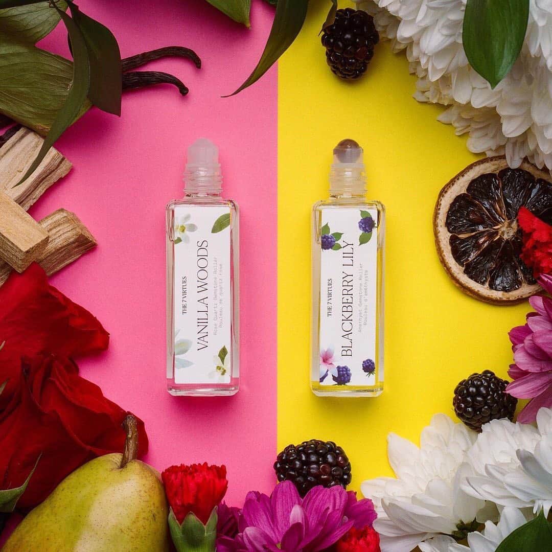 のインスタグラム：「From our friends at @the7virtues: Launching in time for Valentine’s Day our new Gemstone roller perfume oils in your favourite scents! Vanilla Woods and BlackBerry Lily. Available exclusively at Sephora.  The 7 Virtues Vanilla Woods Gemstone Perfume Oil  The 7 Virtues Blackberry Lily Gemstone Perfume Oil」