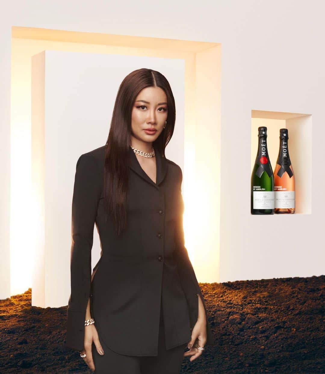 YOONのインスタグラム：「POP OFF W/ @moetchandon x @ambush_official CHAMPAGNE 🍾🥂   Super excited and honored to tell you that I’m the 1st artist to collaborate on a global re-design of Moët Impérial bottle with the 278-year-old champagne house 🙌🏽   Stay tuned for more info. Coming soon globally 🌎🌍🌏🌪  #moetchandon #ambush #moetxambush #champagnelife」
