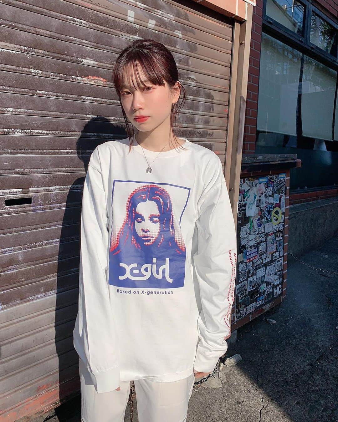 XGIRL_ootdのインスタグラム：「#xgirl_ootd @amane_sss 157cm X-girl HARAJUKU STAFF ・ ------------------------------ ・ ▪️BOX FACE LS TEE (size L) ▪️BONDAGE FLIGHT PANTS (size M) ----------------------------------- #xgirl #xgirljp #xgirlus #エックスガール」