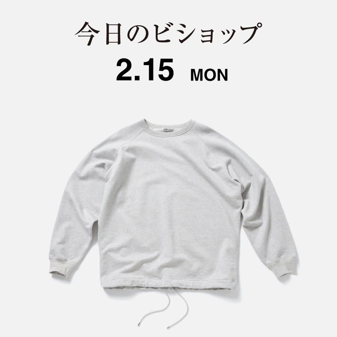 のインスタグラム：「『今日のビショップ』 2月15日(月)  - AURALEE - SUPER SOFT SWEAT DRAW CODE BIG P/O  ¥20,000 +tax  『今日のビショップ』はHPでもご紹介しております。 @bshop_official≫OFFICIAL SITE≫今日のビショップ  #今日のビショップ #auralee #21SS #bshop  @bshop_official」