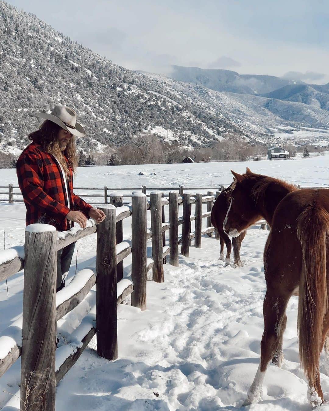 モデル、ブロック・オハーンのインスタグラム：「I remember horses seeming a lot bigger when I was younger..   Happy Valentines Day ❤️ 🐎」