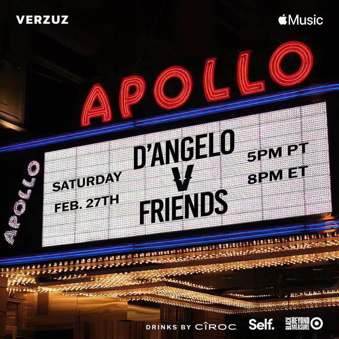 スウィズ・ビーツさんのインスタグラム写真 - (スウィズ・ビーツInstagram)「Happy Valentine’s Day, loved ones. Our gift to you. ❤️ Live from the @ApolloTheater in Harlem. Who you think is pullin’ up to take on the King on February 27th? Sure to be a legendary night!  D’Angelo (@thedangelo) + friends Tune in on Saturday, February 27th at 5pm PT/8pm ET live in HD on @VerzuzTV or in HD on @AppleMusic. #VERZUZ @selffinancial @target #VerzuzAtTheApollo  Drinks by @Ciroc」2月15日 13時26分 - therealswizzz